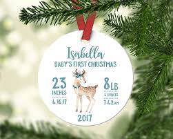 Babys First Christmas Ornament Personalized New Baby Gift Girl Etsy