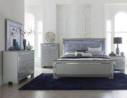 Allura Bedroom Set With Led Lighting Silver Wood Bedroom Sets Bedroom Sets Queen Grey Bedroom Furniture