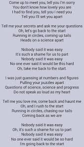 Tell Me Your Secrets And Ask Me Your Questions Oh Let S Go Back To The Start Coldplay The Scientist Linger Lyrics Music Lyrics Coldplay Quotes