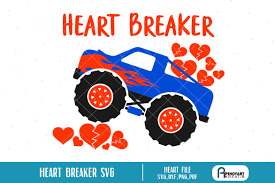 Heart Breaker Svg Monster Truck Svg Valentine Truck Svg Valentines Day Svg Heart Svg Heart Breaker Clip Art S Heart Breaker Svg Heartbreak Valentines Svg
