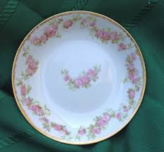 Antique french haviland & company, limoges porcelain turkey pattern oyster plate signed and made for bailey, banks, and biddle, philadelphia with deep green and purple floral vide poche dish by haviland, france, 1800s. Bowls Home Living French Country Limoges China Half Price Haviland Sale Schleiger 914 Gift Tiny Pink Roses Antique Haviland Limoges Shallow Soup Bowl