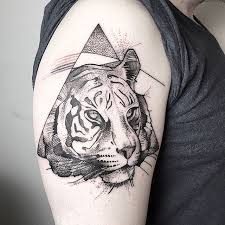 Tiger head roar illustration doodle tattoo design with free hand pen drawing in circle frame motif black and white. 35 Majestic Tiger Tattoo Designs Amazing Tattoo Ideas Page 34 White Tiger Tattoo Tiger Tattoo Geometric Tiger Tattoo Design
