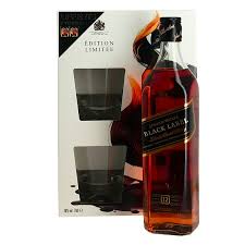 Johnnie walker red label bot.1980s. Johnnie Walker Black Label 12 Years Old Blended Scotch Whiskey Gift Box 2 Glasses