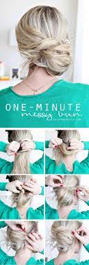 One Minute Messy Bun Tutorial Twist Me Pretty Easy Work Hairstyles Hair Styles Medium Hair Styles