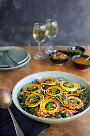 Sesame Farro Salad With Delicata Squash And Sesame Miso Dressing Vegan Calizona Farro Salad Delicata Squash Farro