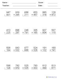 Mixed Addition And Subtraction With Regrouping Addition And Subtraction Worksheets Subtraction Worksheets Math Subtraction
