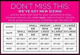 Size Chart For Avon And Mark Fashion Avon Fashion And