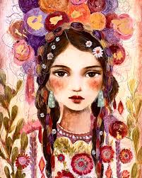 Gift for her, whimsical portraits, art print.