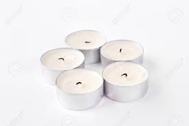 Set Of Five Round Tea Light Candles Small Unlit Unscented Tea Stock Photo Picture And Royalty Free Image Image 89257786