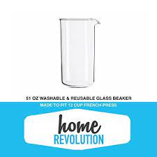 French Press Glass Coffee Beaker 12 Cup 51 Oz Home Revolution Brand Washable Reusable Universal Replacement Made To Fit Bodum Coffee Store Coffee Press Beaker