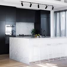 Black And White Kitchen Matt Matte Black Timber Stone The Cl Penthouse By Alexandramacmillan Ticks All My Boxes S Kitchen Decor Modern White Kitchen Design Modern Kitchen Design