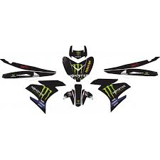 Stiker motor decal yamaha vega zr maroon line silver airbrush. Stiker Yamaha Mx King Exiter Monster Energy Variasi Grade B