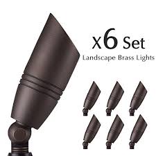 Cheap Elevens 6 Sets Solid Landscape Brass Spot Light 12v Low Voltage Outdoor Aged Bullet Spotlights Kit With Ground Spike Antique Bronze Landscape Spotlights Outdoor Lighting Landscape Lighting Kits