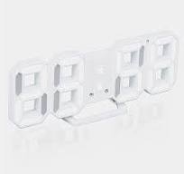 3D LED Digital Wall Clock, 9.5" Desk Alarm Clock, with 3 Adjust Brightness  Levels, 12/24H Temperature Display (White)