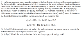 1) La Strada restaurant makes a market analysis to | Chegg.com