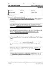 Circuit construction kit sim homework answer key. Vocab Builder Unit 3 Name Class Date Vocabulary Builder The Political Process Section 2 Grass Roots Labor Union Lobbying Trade Association Endorse Course Hero