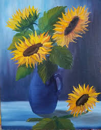 While at the hospital he made a number of sketches and paintings that look down at small areas of meadow or undergrowth.although th. Sunflowers In Blue Vase