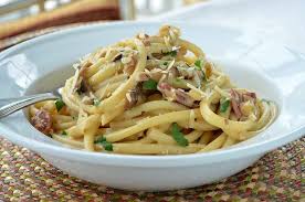 Wild Mushroom Carbonara Three Many Cooks Recipe Mushroom Carbonara Stuffed Mushrooms Carbonara