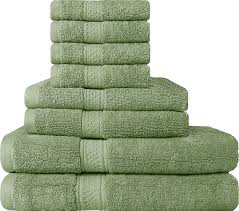 Organic cotton bath towels • are woven from cotton untouched by unnatural fertilizers or pesticides. Green Bathroom Accessories Are Great To Create A Fresh Natural Look Green Is A Versatile Color That Works Green Bathroom Accessories Towel Set Green Bathroom