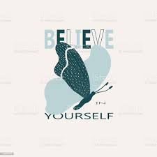 Emerald Green Color Butterfly With Believe In Yourself Caption On Creamy White Background Stock Illustration Download Image Now Istock