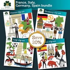 France, germany, italy, spain and the united kingdom. Europe France Germany Italy Spain Clip Art Bundle By Studio Devanna