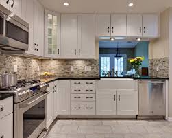 Black And White Ceramic Tile Backsplash Kitchen Backsplashes White Kitchen Cabinet Ceramic Backsplash Cabinets Rectangle Small Kitchen Renovations Kitchen Remodel Small Kitchen Remodel Countertops