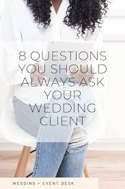 Wedding Event Desk Blog 8 Questions To Ask Your Wedding Clients Event Planning Questions Wedding Planner Business Event Planning Tips