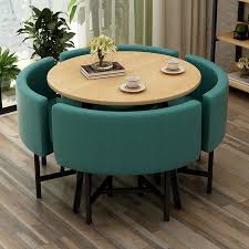 The set includes a corner unit, bench and table. 39 4 Round Wooden Small Dining Table Set 4 Upholstered Chairs For Breakfast Nook Balcony