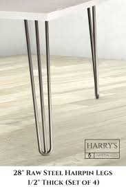 Our Original 28 Inch 3 Rod Hairpin Leg Is A Modern Classic That Helps Bring A Sleek And Clean Look To Any Diy Table Di Metal Table Legs Raw Steel Hairpin Legs