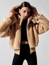 Alo duality sherpa jacket (pristine/white/dove grey) women's clothing. Foxy Sherpa Jacket In Camel