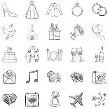 Vektor Set Skizze Hochzeiten Icons Hochzeitssymbole Symbol Hochzeit Clipart Hochzeit