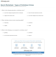 Quiz Worksheet Types Of Victimless Crimes Study Com