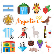Vetor de Vector flat style set of Argentina national cultural symbols. do  Stock | Adobe Stock