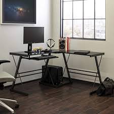 $433 save $57 (14%) buy from amazon. Amazon Com Walker Edison Ellis Modern Glass Top L Shaped Corner Gaming Desk With Computer Keyboard Tray 51 Inch Black Home Kitchen