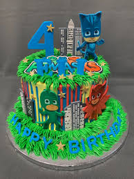 Pj mask cake decorating using boiled icing fondant look pj mask themed cake design. Pj Masks Birthday Cake Skazka Desserts Bakery Nj Custom Birthday Cakes Cupcakes Shop