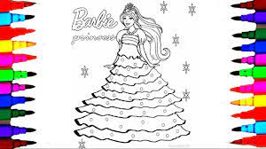 How To Draw Barbie Princess Dress L Barbie Coloring Pages With Colored  Markers L Videos For Children - Youtube