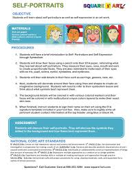 How To Draw Self Portraits Lesson Plan Www Square1art Com Elementary Art Lesson Plans Art Lesson Plans Square 1 Art