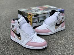 Air Jordan 1 Retro High Og Black And White Womens 2019 Air Jordan 1 Retro High Og White Pink Black For Girls Air Jordans Jordan Shoes Girls Jordans