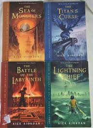 Lot 4 Rick Riordan Paperback Percy Jackson Olympians Chapter Books 1 2 3 4 Percy Jackson Books Chapter Books