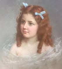 Pastel Portrait Painting Young Girl Victorian William Shettle 1901 16x20  Listed