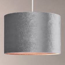 John Lewis Partners Jenny Velvet Cylinder Lampshade Grey Pink Lamp Shade Ceiling Shades Lamp Shades