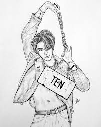 Ten Nct Wayv Nctu Nct127 Nctfanart Tenfanart Sketch Celebrity Art Drawings Kpop Fanart Art