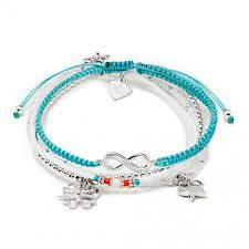 Add A Super Cute Edition To Your Annie Haak Collection With This Dainty 4 Strand Stack Including The Turqu Cute Bracelets Bracelet Stack Silver Charm Bracelet