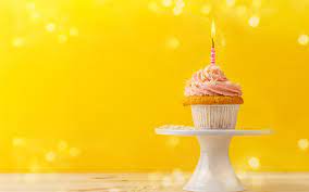 download wallpapers happy birthday cupcake cake burning candle 1 year concepts sweets cake on a yellow background besthqwallpapers com happy birthday cupcakes cupcake cakes sweets cake