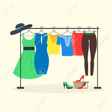 Or develop an online presence with our digital marketing services. Clothes Racks With Women Wear On Hangers Flat Design Style Vector Illustration Royalty Free Cliparts Vectors And Stock Illustration Image 64153977