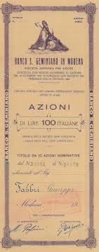 Via viii e ix maggio 1848, 1. Banco Di San Geminiano In Modena Titolo Finanziario Storico Scripomuseum