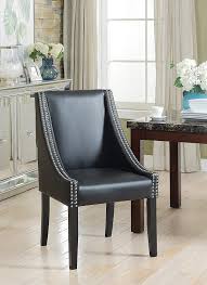 Lincoln Modern Black Leather Silver Nailhead Trim Swoop Arm Dining Chair Set Of 2 Side Chairs Dining Dining Chair Upholstery Dining Chairs