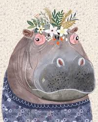 Animals Wearing Flower Crowns So Colorful That You Ll Wish You Had One Flower On Head Crown Art Hippo Drawing