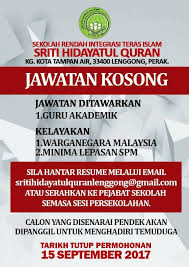 Permohonan adalah dipelawa daripada warganegara malaysia yang berk. Jawatan Kosong Sriti Hidayatul Quran Lenggong Facebook