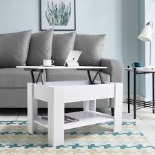 Rectangular wooden lift top coffee table: White Lift Up Top Coffee Table With Storage Shelf Laura James